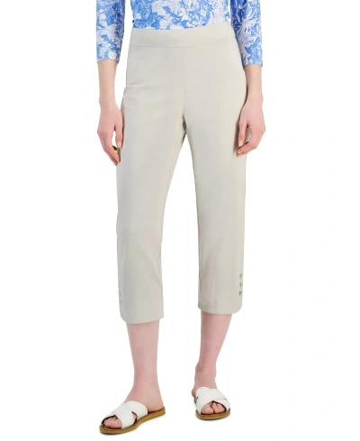 Jm Collection Women's Snap-hem Pull-on Capri Pants, Created For Macy's In Stonewall