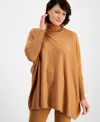 Jm Collection Women's Poncho Turtleneck Sweater, Regular & Petite, Created For Macy's In Canyon Trail