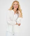 Jm Collection Women's Solid Embellished Button Blouse, Exclusively At Macy's