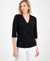 Jm Collection Women's Solid Faux-wrap Top, Exclusively At Macy's