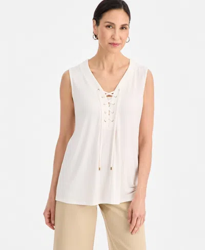 Jm Collection Women's Solid Lace-up Sleeveless Top, Macy's Exclusive In Pink