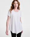 Jm Collection Women's Solid Scoop-neck Short Sleeve Top, Created For Macy's In White