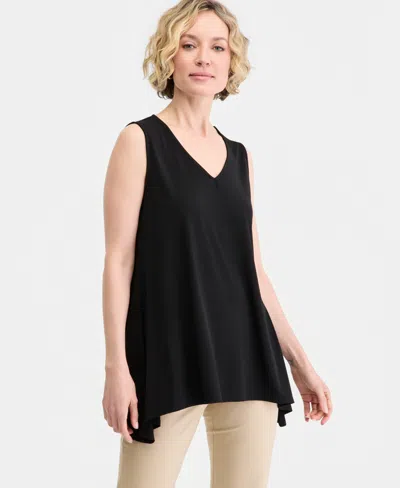 Jm Collection Women's Solid Sleeveless Vneck Knit Top, Macy's Exclusive In Black
