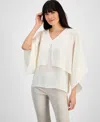 Jm Collection Women's V-neck Tiered Poncho Top, Exclusively At Macy's In White