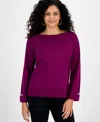 Jm Collection Women's Split-hem Boat-neck Sweater, Macy's Exclusive In Purple