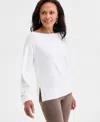 Jm Collection Women's Split-hem Boat-neck Sweater, Macy's Exclusive In Neutral