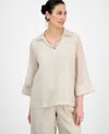 Jm Collection Women's Spread-collar Crinkle Sequin Top, Exclusively At Macy's