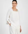 Jm Collection Women's Square-neck 3/4-slit-sleeve Blouse, Exclusively At Macy's