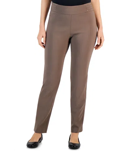 Jm Collection Women's Studded-rivet Pants, Regular & Short Lengths, Created For Macy's In Brown Clay