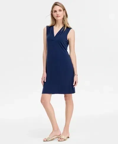 Jm Collection Women's V-neck A-line Dress, Exclusively At Macy's In Intrepid Blue