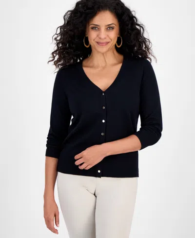Jm Collection Women's V-neck Button-front Cardigan, Macy's Exclusive In Black