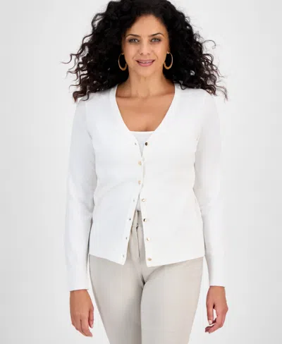 Jm Collection Women's V-neck Button-front Cardigan, Macy's Exclusive In White
