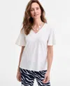 Jm Collection Women's V-neck Short Sleeve Knit Top, Exclusively At Macy's In Animal Print
