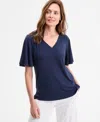 Jm Collection Women's V-neck Short Sleeve Knit Top, Exclusively At Macy's In Animal Print
