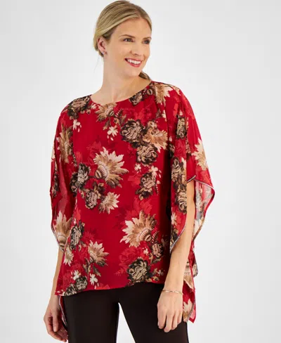 Jm Collection Plus Size Embellished Chiffon Poncho, Created For Macy's ...