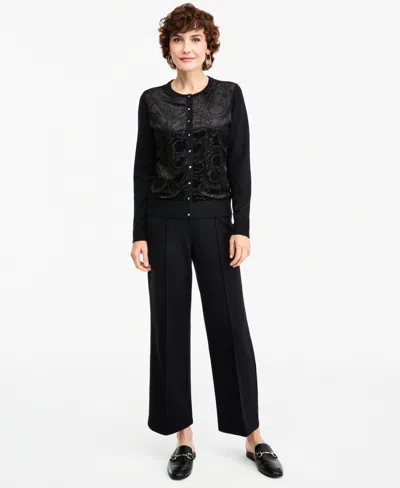 Jm Collection Women's Wide-leg Pull-on Ponte Pants, Macy's Exclusive In Deep Black