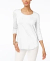 Jm Collection Womens 3 4 Sleeve Scoop Neck Top Created For Macys Pxs Xxl In White