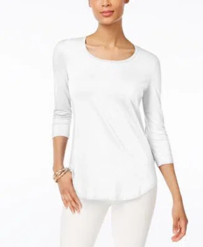 Jm Collection Womens 3 4 Sleeve Scoop Neck Top Created For Macys Pxs Xxl In White