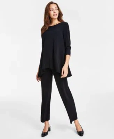 Jm Collection Womens 3 4 Sleeve Top Pull On Pants Created For Macys In Black