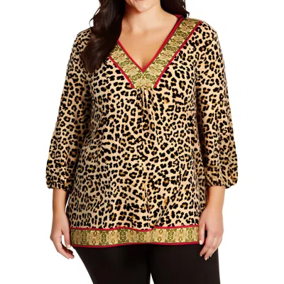 Jm Collection Womens Animal Print Polyester Blouse