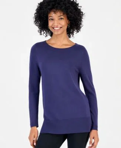 Jm Collection Womens Boat Neck Long Sleeve Sweater Macys Exclusive In Harbor Blu