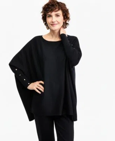 Jm Collection Womens Boatneck Poncho Sweater Macys Exclusive In Deep Black