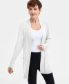 Jm Collection Womens Button Sleeve Flyaway Cardigan Pp 4x Created For Macys In Black