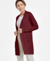 Jm Collection Womens Button Sleeve Flyaway Cardigan Pp 4x Created For Macys In Gray