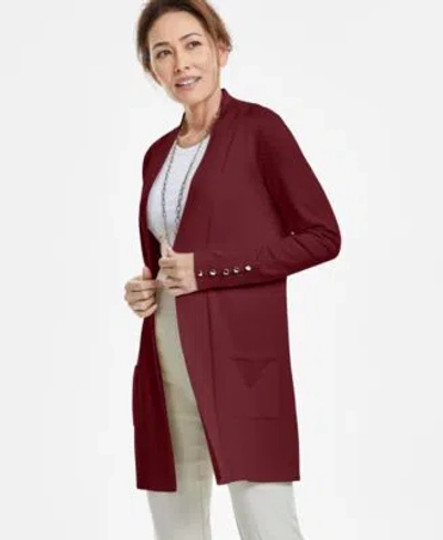 JM COLLECTION WOMENS BUTTON SLEEVE FLYAWAY CARDIGAN PP 4X CREATED FOR MACYS