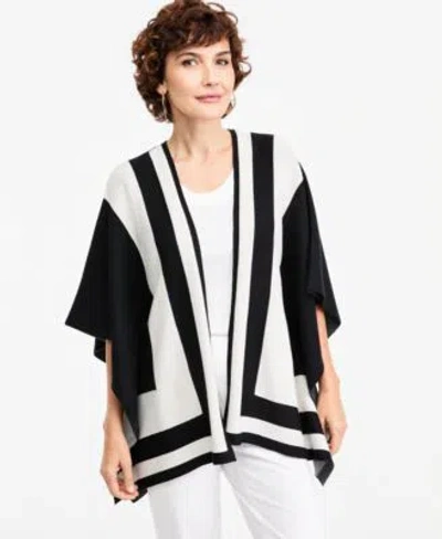 Jm Collection Womens Colorblock D O Cardi Open Front Kimono Sleeves Cardigan Macys Exclusive In Black