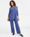 Jm Collection Womens Emma Printed 3 4 Sleeve Swing Tunic Emma Printed Wide Leg Pants Macys Exclusive In Blue