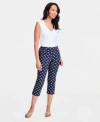Jm Collection Womens Printed Pull On Capri Pants Macys Exclusive In White