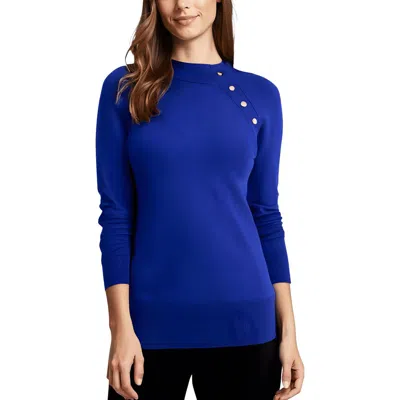 Jm Collection Womens Ribbed Rayon Pullover Sweater In Blue
