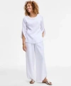 Jm Collection Womens Split Sleeve Gauze Top Tulip Hem Gauze Pants Exclusively At Macys