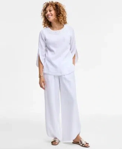 Jm Collection Womens Split Sleeve Gauze Top Tulip Hem Gauze Pants Exclusively At Macys