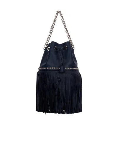Jm Davidson Fringed Chain-strap Bucket Bag In Black