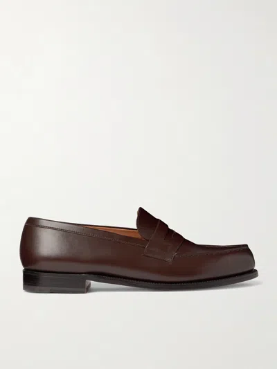 Jm Weston 180 Moccasin Leather Loafers In Brown