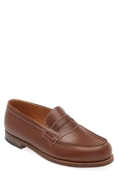 Jm Weston 180 Penny Loafer In Brown