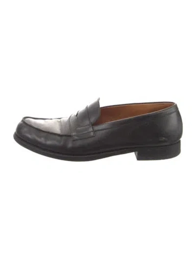 Pre-owned Jm Weston Leather Dress Loafers In Black