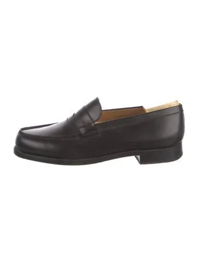 Pre-owned Jm Weston Leather Dress Loafers In Black