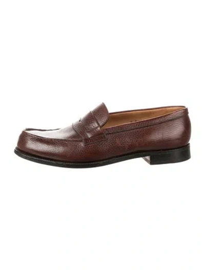 Pre-owned Jm Weston Leather Dress Loafers In Brown
