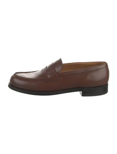 Pre-owned Jm Weston Leather Dress Loafers In Brown