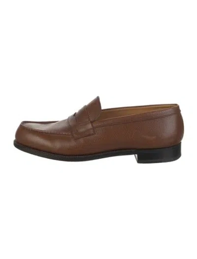 Pre-owned Jm Weston Leather Dress Loafers In Brown