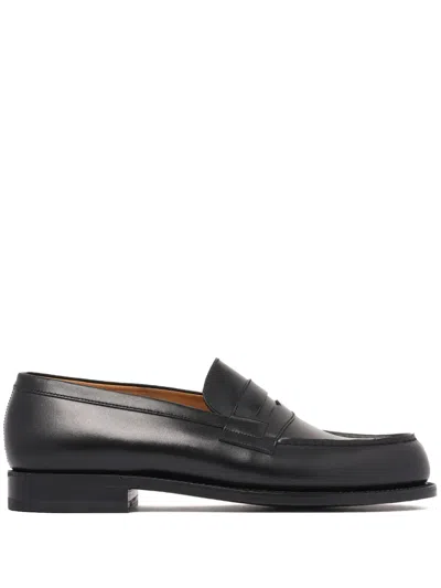 Jm Weston Leather Loafers In Black