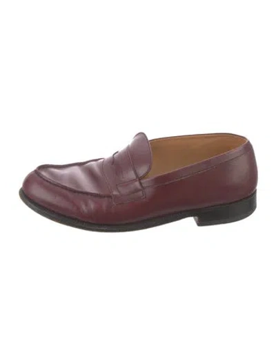 Pre-owned Jm Weston Leather Loafers In Burgundy
