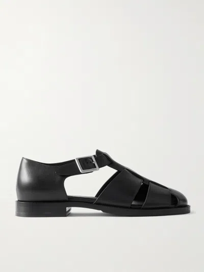 Jm Weston Leather Sandals In Black