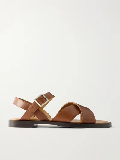 Jm Weston Leather Sandals In Brown