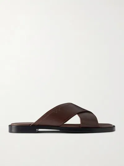 Jm Weston Leather Sandals In Brown