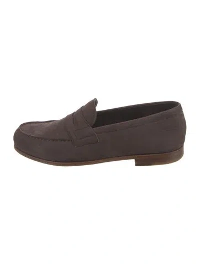 Pre-owned Jm Weston Suede Loafers In Black