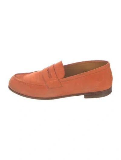Pre-owned Jm Weston Suede Loafers In Orange